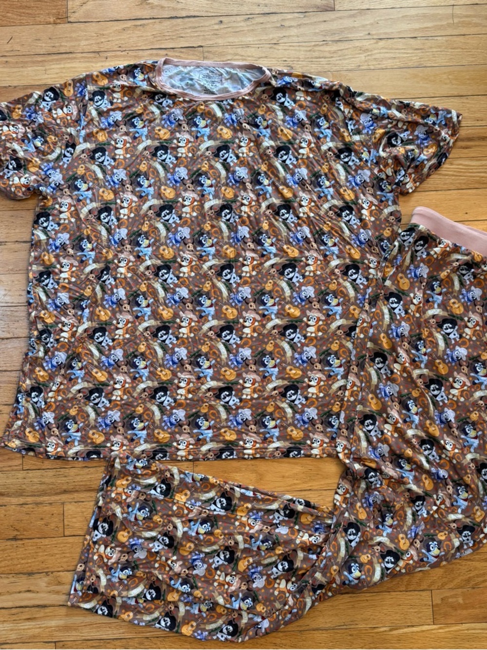 Bluey Western Cowboy Bamboo Pajama Set Women 2XL Brown Viscose Spandex PJ Lounge